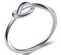 JUDE Bague celtique en acier inoxydable durable avec nœud d'amour noir, Acier inoxydable Argent
