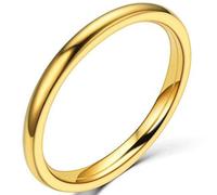 Jude Jewelers Alliance empilable en acier inoxydable uni 2 mm, Or, sans pierre, sans perle