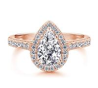 Jude Jewelers Bague de fiançailles en argent plaqué or rose en forme de goutte d'eau en oxyde de zirconium, Métal, Zircone cubique