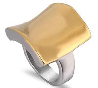 Jude Jewelers Bague en acier inoxydable plaqué or 18 carats - Forme incurvée - Pour cocktail, fête, mariage, Métal, Zircone cubique