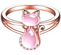 Jude Jewelers Bague en forme de chat avec strass Rose Or rose, Plaqué or rose, fleurstone