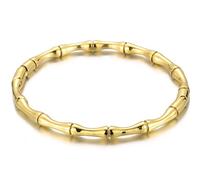 Jude Jewelers Bracelet jonc classique en acier inoxydable avec fermoir ouvert en bambou, 7, Métal, Oxyde de zirconium