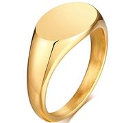 Jude Jewelers Chevalière classique simple en acier inoxydable de forme ovale pour mariage, promesse d'anniversaire, Métal, Zircone cubique