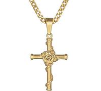 Jude Jewelers Collier avec pendentif en forme de croix chrétienne en forme de rose, 48x24mm, Métal
