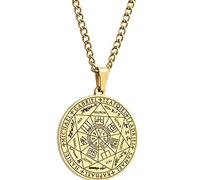 Jude Jewelers Collier rétro vintage en acier inoxydable avec pendentif sceau des sept archanges Tetragrammaton Protection, Métal, Zircone cubique