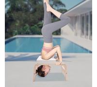 JUDEMII Banc de yoga en bois massif et polyuréthane, capacité de charge de 200 kg, multifonction, avec bloc en T, pour support de main/position inversée, montage facile (blanc)