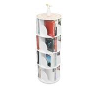 JUDEMII Bibliothèque ronde rotative à 4 niveaux pour enfants et adultes - Pour enfants et adultes - Blanc