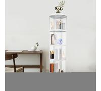JUDEMII Bibliothèque rotative à 5 niveaux, rotative à 360 °, étagère sur pied, étagère rotative pour enfants et adultes, étagère de rangement pour salon, bureau, salle d'étude, ronde