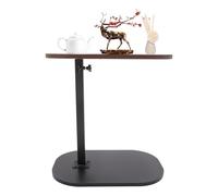 JUDEMII Table d'appoint en bois/noyer - En forme de C - Avec plateau en fer - Pivotant à 360° - Hauteur réglable - Pour cosmétiques, livres, ordinateurs portables - 45 x 30 cm - Marron noyer