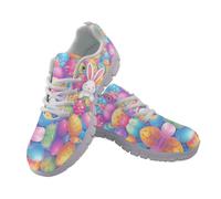 JUDENTIDOS Baskets pour homme et femme - Légères - Antidérapantes - En maille respirante - Pour la course à pied, la marche, Œufs de Pâques Joyeux lapin mignon, 45 EU