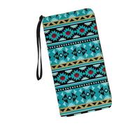 JUDENTIDOS Portefeuille en cuir avec dragonne pour femme - Porte-carte de crédit - Blocage RFID - Grande capacité, Navajo aztèque tribal du sud-ouest, Taille unique