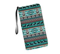 JUDENTIDOS Portefeuille long pour femme avec fermeture éclair et blocage RFID, porte-cartes, Cheval totem amérindien Navajo du sud-ouest, Taille unique