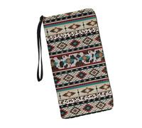 JUDENTIDOS Portefeuille pour femme avec poche pour pièces de monnaie, porte-cartes de crédit, sac à main long en cuir, Amérindien aztèque Navajo du sud-ouest, Taille unique