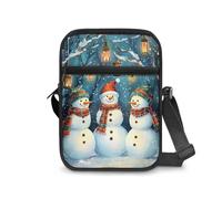 JUDENTIDOS Sac à bandoulière pour femme et homme avec fermeture éclair, Trois bonhomme de neige de Noël, Taille unique