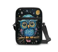 JUDENTIDOS Sac à bandoulière pour homme - Sac à bandoulière - Sac de voyage décontracté pour le travail et les affaires, Blue Owl Moon, Taille unique