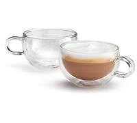 Judge Duo Form Lot de 2 tasses à café à cappuccino en verre avec poignée creuse scellée sous vide, résistant à la chaleur, tasse à cappuccino de 250 ml