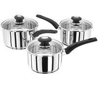 Judge Essentials - Lot de 3 casseroles en INOX HPA1 - Couvercle en Verre avec Trou Vapeur - Compatible Induction - Garanti 10 Ans - 20/18/16 cm