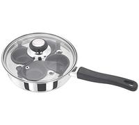 Judge Essentials - Poêle pocheuse à œufs en inox HP86 - couvercle en verre avec trou vapeur/manche thermorésistant - garantie 10 ans - 20 cm - 4 godets