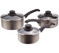 Judge Everyday - Lot de 3 casseroles en inox JDAYA1 - forme arrondie classique - couvercle en verre avec trou vapeur - compatible four - garanti 25 ans