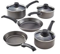 Judge Everyday - Lot de 5 casseroles en inox JDAYC1 - forme arrondie classique - couvercle en verre avec trou vapeur - compatible four - garanti 25 ans