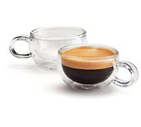 Judge Form JDG60 Lot de 2 tasses à café en verre avec poignée, creuses scellées sous vide, fabriquées à la main, résistantes à la chaleur, passent au lave-vaisselle, 75 ml