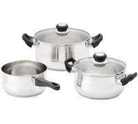 Judge Vista Batterie de cuisine 3 pièces - Casserole de 18 cm, cocotte de 20 cm et marmite de 24 cm, batterie de cuisine en acier inoxydable pour induction et toutes les plaques de cuisson, ensemble