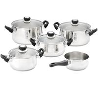 Judge Vista Batterie de cuisine 5 pièces - Casseroles de 16 cm et 18 cm, casseroles 20 cm et 24 cm, marmite de 24 cm, batterie de cuisine en acier inoxydable pour induction, ensemble complet de poêles