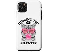 Judging You Silently Funny Cat Blowing a Bubble Gum Cat Mom Coque pour iPhone 11 Pro Max