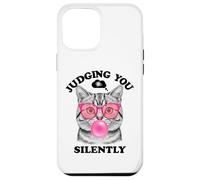 Judging You Silently Funny Cat Blowing a Bubble Gum Cat Mom Coque pour iPhone 12 Pro Max