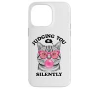Judging You Silently Funny Cat Blowing a Bubble Gum Cat Mom Coque pour iPhone 14 Pro Max