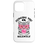 Judging You Silently Funny Cat Blowing a Bubble Gum Cat Mom Coque pour iPhone 16 Pro Max