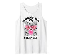 Judging You Silently Funny Cat Blowing a Bubble Gum Cat Mom Débardeur