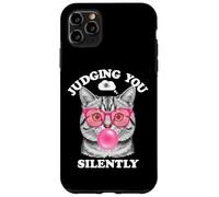 Judging You Silently Funny Cat Blowing Bubble Gum Pink Cat Coque pour iPhone 11 Pro Max