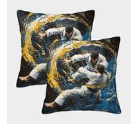 Judo Fighters in Motion-Dynamic Martial Arts Style Housse Coussin 2 Pièces Available All Seasons Taie d'oreiller Decoratif Taies d'oreiller pour Salon Maison De Campagne 45x45cm