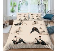 Judo Techniques Parure de Lit Microfibre Hypoallergique 3 Pièces 3D Effet Confortable Martial Arts Illustration Housse de Couette avec Fermeture Éclair Ultra Douce for Adulte Super King（260x220cm）