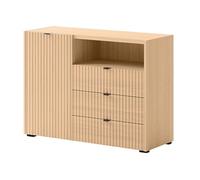 Judy - buffet bas 106 cm - 1 porte, 3 tiroirs et 1 niche - Bois