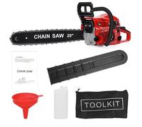 Juebueix Tronçonneuse à gaz portable sans fil de 50,8 cm, tronçonneuse à essence à 2 temps 58 CC pour couper du bois, pour l'extérieur, la maison, la ferme, le jardin, rouge