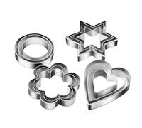 Juego De 12 Cortadores De Galletas : Corazón, Estrella, Círculo, Flor, 4 Formas - Cortador De Galletas De Galletas De Acero Inoxidable - Juego Variado De Cortadores De Galletas Herramientas Para