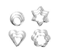 Juego De 12 Unidades De Acero Inoxidable Para Galletas, Molde Diy Para Galletas, Corazón De Estrella, Cortador De Forma Redonda De Flor, Molde Para Hornear, Herramientas De Émbolo Para Hornear
