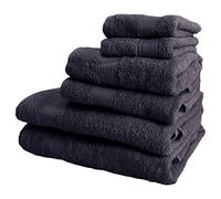 JUEGO DE 6 TOALLAS DE BAÑO: 2 toallas de cortesía 30X50 ; 2 toallas de lavabo 50X90 ; 2 toallas de ducha 70X140CM 450 gr/m2 100% algodón GRIS OSCURO