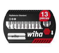 Wiha Coffret d'embouts FlipSelector 39029 – Standard 25 mm, 13 pièces Fente/Phillips/Pozidriv