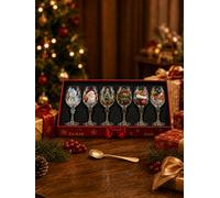 Juego de caja de regalo de colección de copas de vino 3D de Navidad (E)