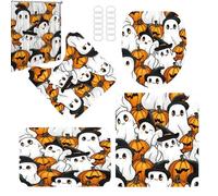 Juego De Cortinas De Ducha De Halloween - Cortina De Ducha De Halloween | Decoración De Vacaciones De Otoño | Cortinas De Duch Negras Aterradoras Para Decoración De Baño Con Alfombras Antideslizante