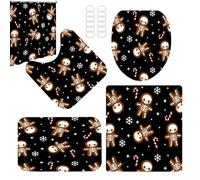 Juego De Cortinas De Ducha De Halloween - Cortina De Ducha De Halloween | Decoración De Vacaciones De Otoño | Cortinas De Duch Negras Aterradoras Para Decoración De Baño Con Alfombras Antideslizante