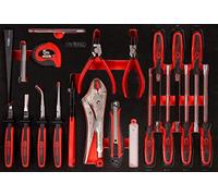 Juego de destornilladores y alicates en inserto de gomaespuma, 32 pzs