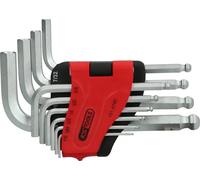 Juego de llaves Allen con cabeza de bola, 10 pzs, cortas, 1/16"-3/8"