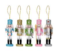 Juego De Navideños | 6 Piezas Cascanueces Con Purpurina para Árbol De Navidad, Figuras De Madera Decorativas para Mesa, Pared, Ventana, Hogar, Fiestas Y Celebraciones Clásicas