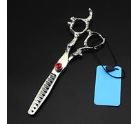 Juego de tijeras de peluquero profesionales de 6 pulgadas - Tijeras de Alta gama 440c Con Mango de dragón, tijeras Para cortar el Cabello y entresacar Para peluqueros (Color: juego, tamaño: Q) - Th
