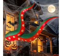 Juegoal Décorations gonflables d'Halloween Tentacule de pieuvre avec lumières LED intégrées, pieds de pieuvre éclairés, accessoire animé pour porte d'entrée, fenêtre, toit, décoration gonflable pour