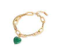 Juelia Bracelet Chaîne Coeur Naturel Cristal Femme Bracelet Irrégulier Pendentif Pierre Guérison Reiki Charme Quartz Chakra Bracelet Gardien Roche d’Energie Bijoux Quartz Rose Oeil de tigre Apatite